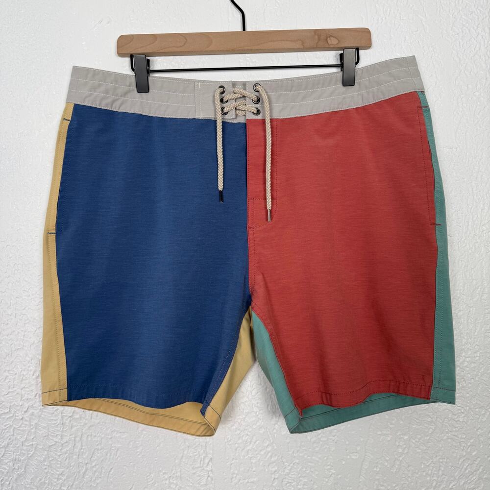 Faherty Men's Multicolor Colorblock Board Shorts Swim Size 36